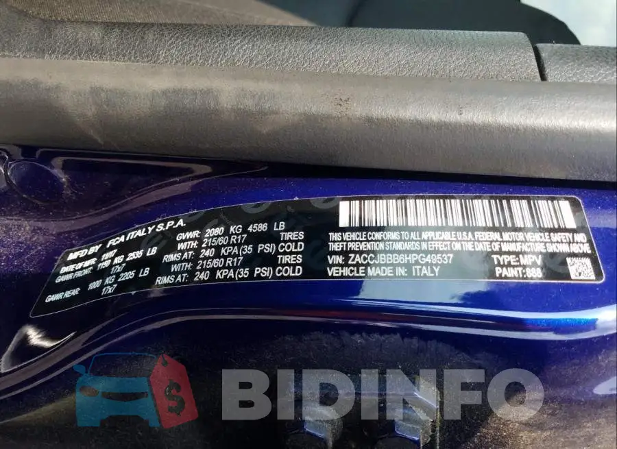 ZACCJBBB6HPG49537 Photo# 10