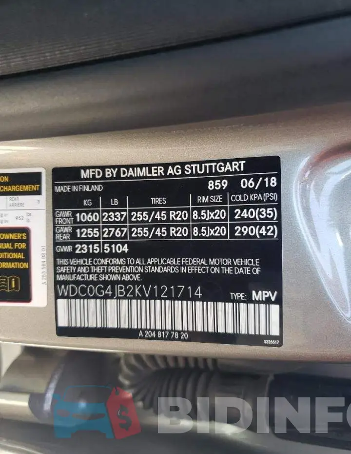 WDC0G4JB2KV121714 Photo# 10