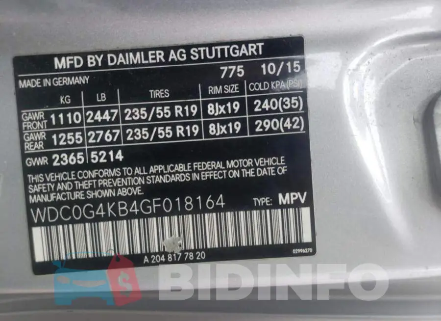 WDC0G4KB4GF018164 Photo# 10