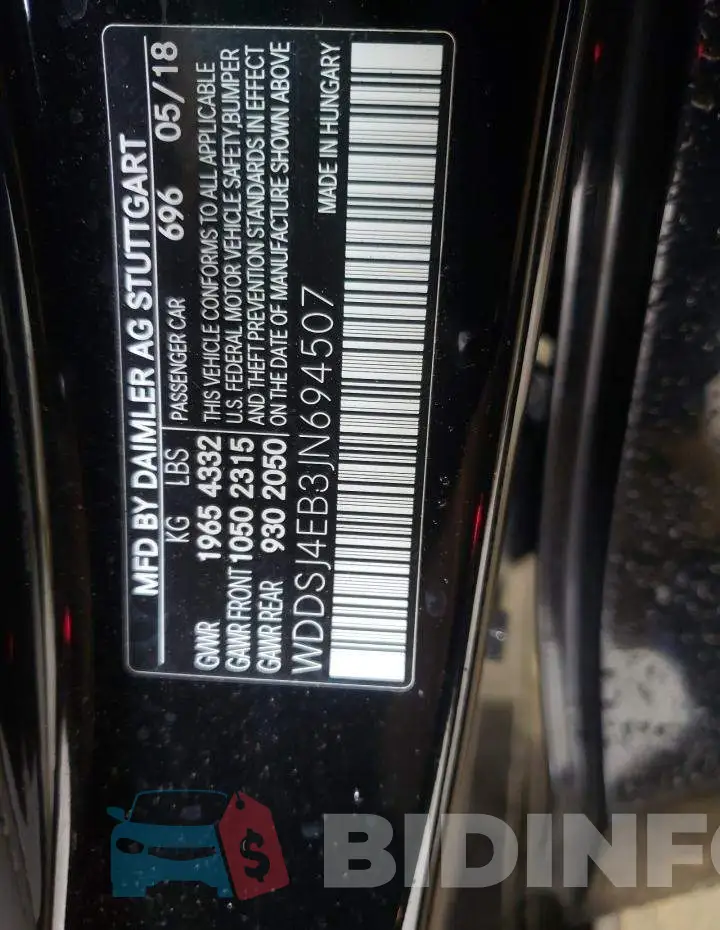 WDDSJ4EB3JN694507 Photo# 10