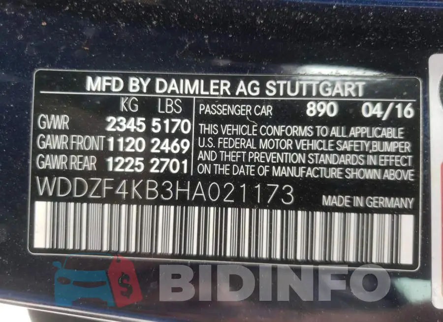 WDDZF4KB3HA021173 Photo# 10