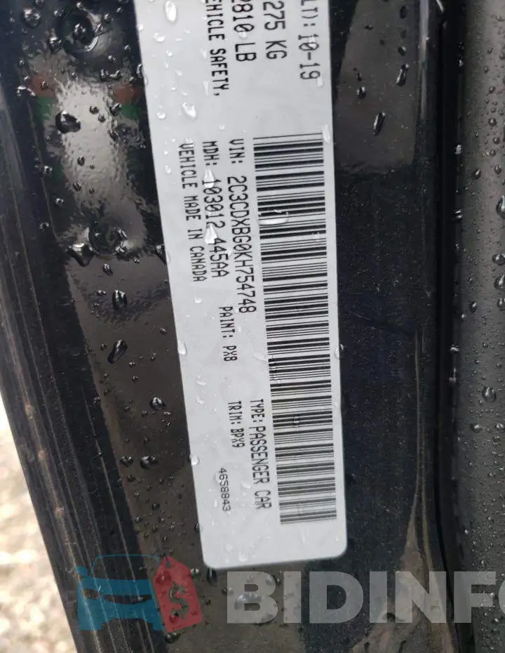 2C3CDXBG0KH754748 Photo# 10