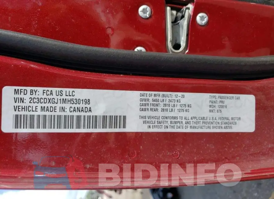 2C3CDXGJ1MH530198 Photo# 10