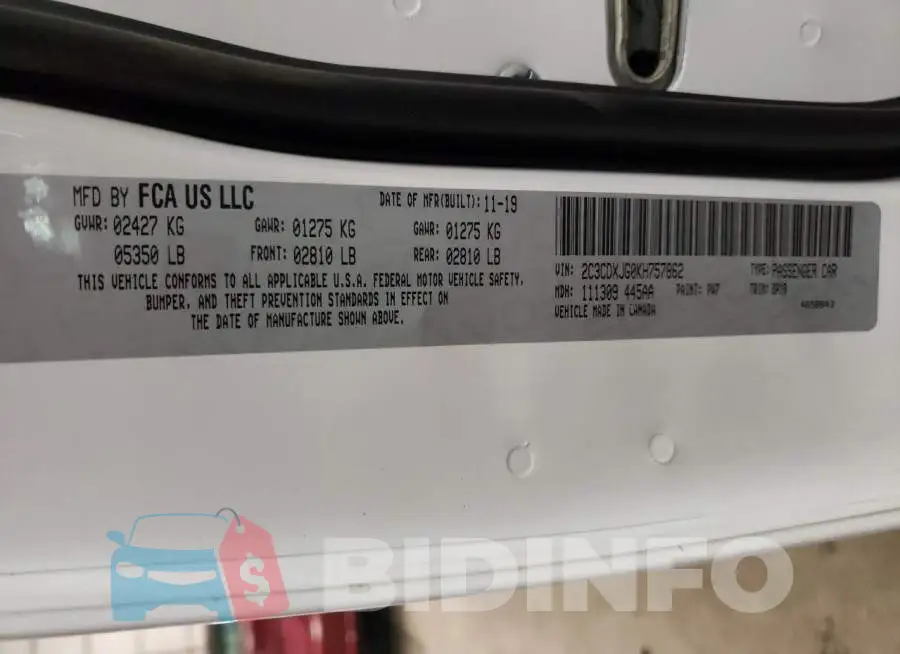2C3CDXJG0KH757862 Photo# 10