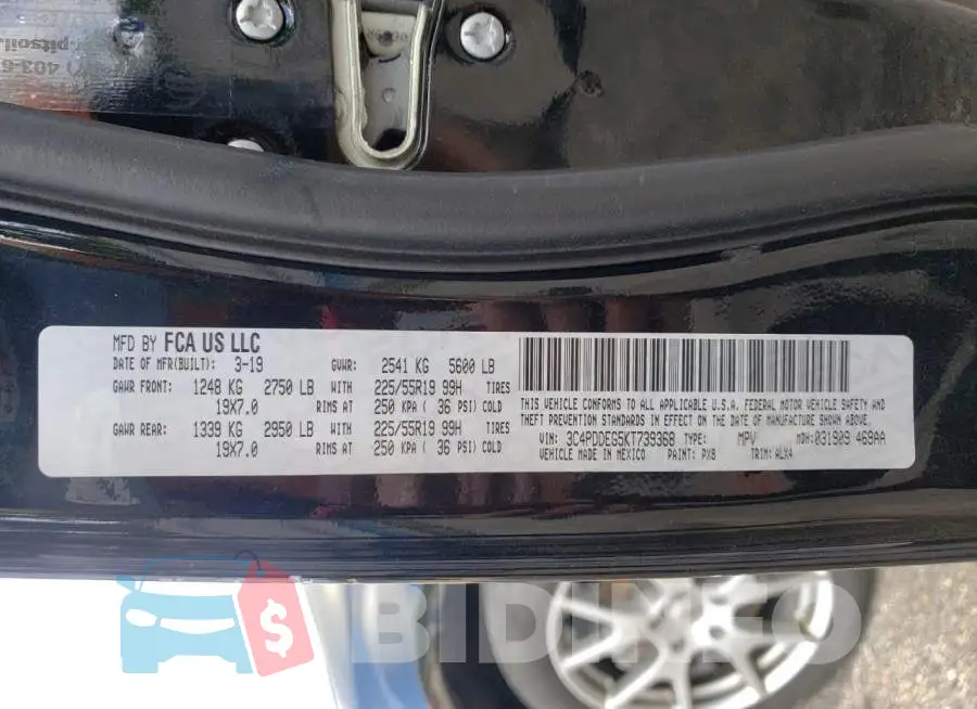3C4PDDEG5KT739368 Photo# 10