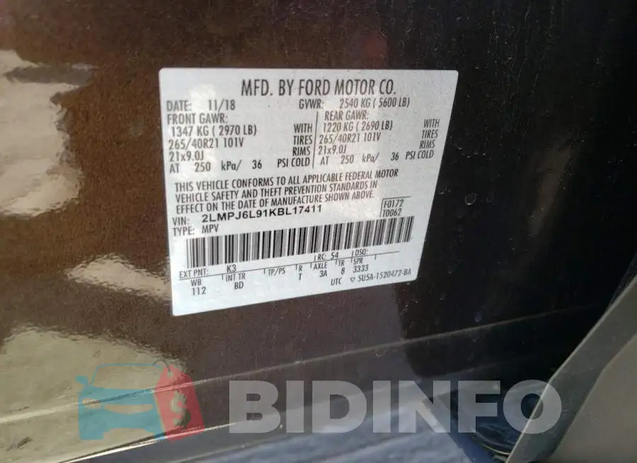 2LMPJ6L91KBL17411 Photo# 10