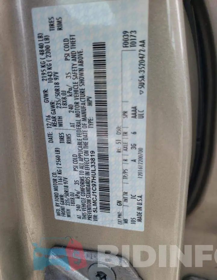 5LMCJ1C97HUL33819 Photo# 10