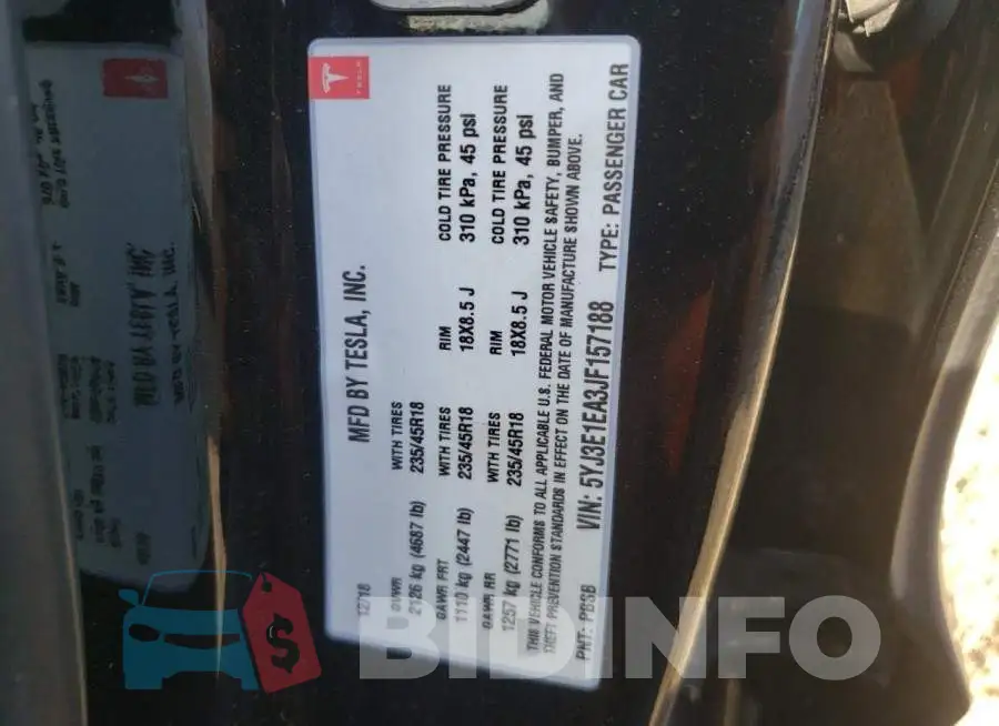5YJ3E1EA3JF157188 Photo# 10