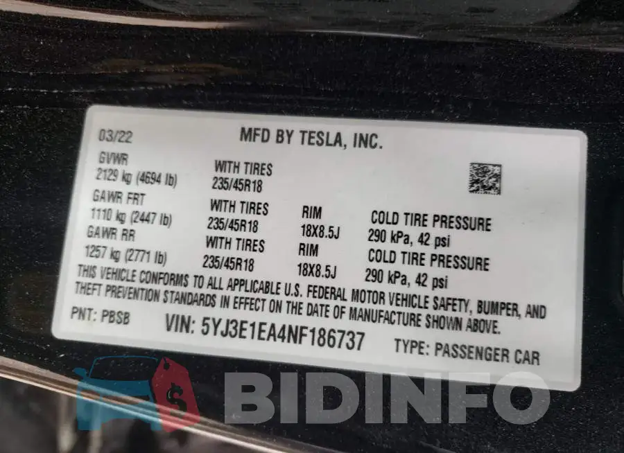 5YJ3E1EA4NF186737 Photo# 10