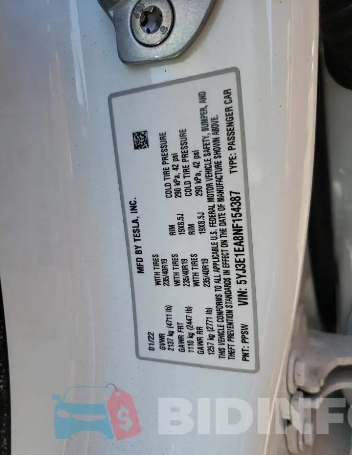 5YJ3E1EA8NF154387 Photo# 10