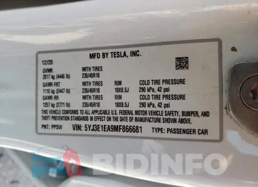 5YJ3E1EA9MF866681 Photo# 10