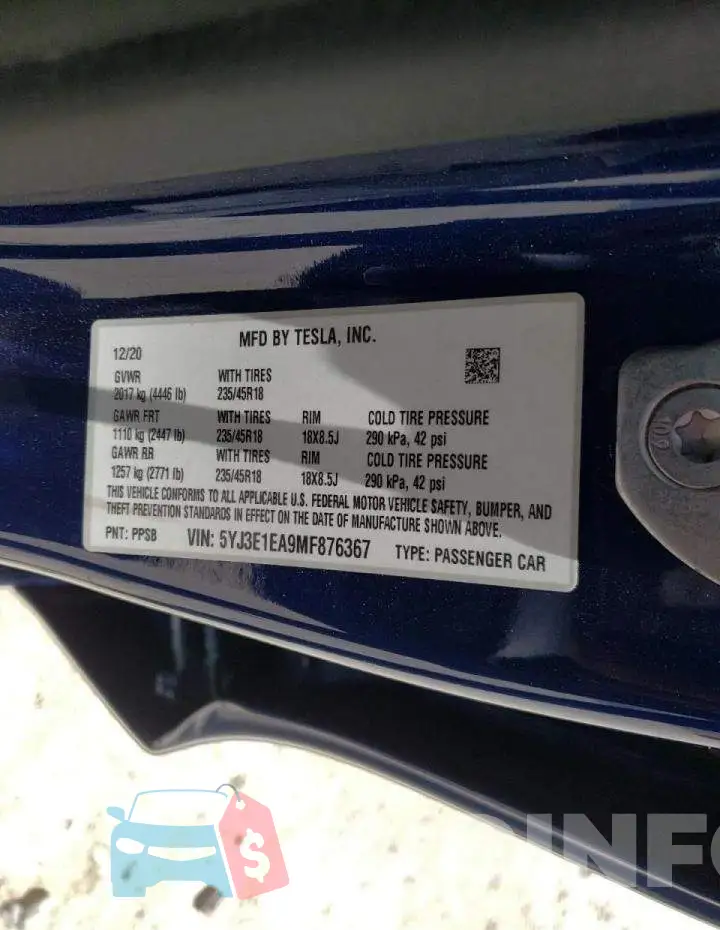 5YJ3E1EA9MF876367 Photo# 10