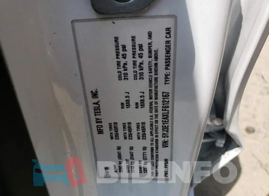 5YJ3E1EAXLF612167 Photo# 10