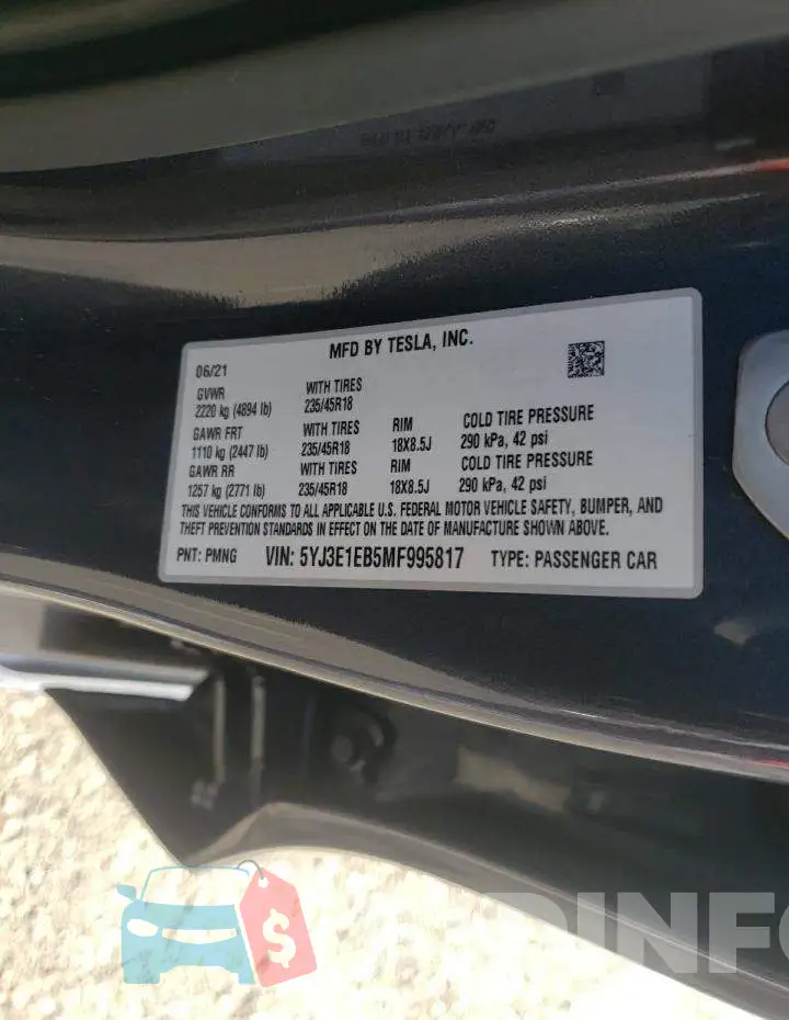 5YJ3E1EB5MF995817 Photo# 10