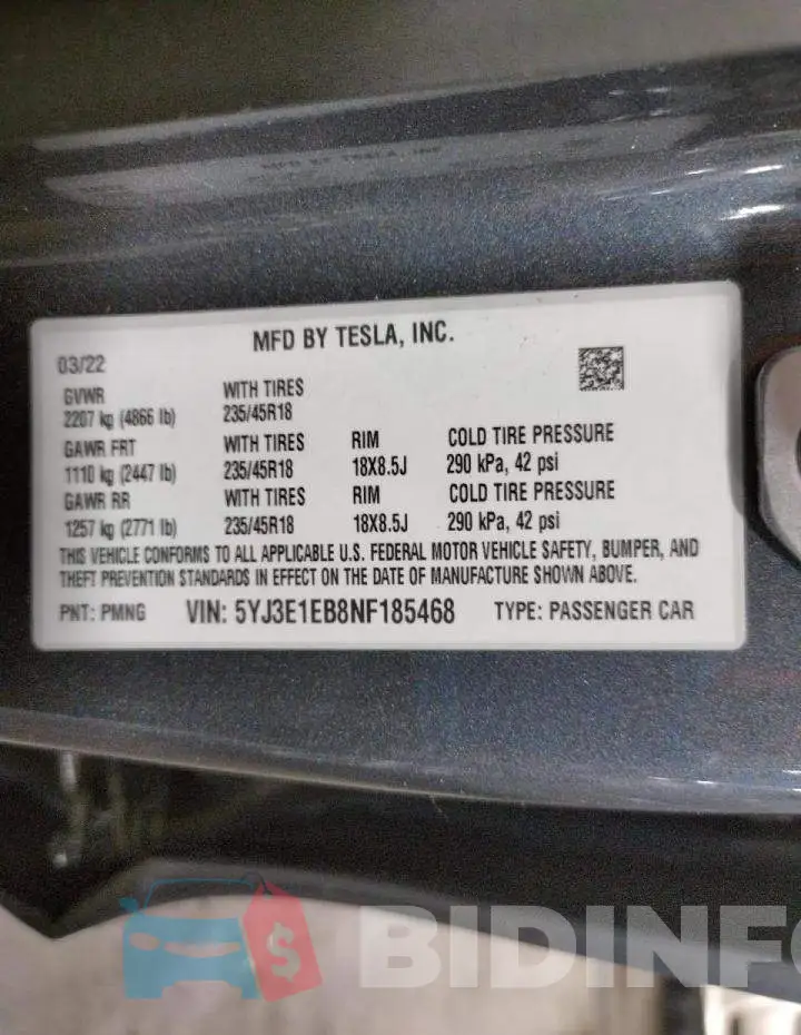 5YJ3E1EB8NF185468 Photo# 10