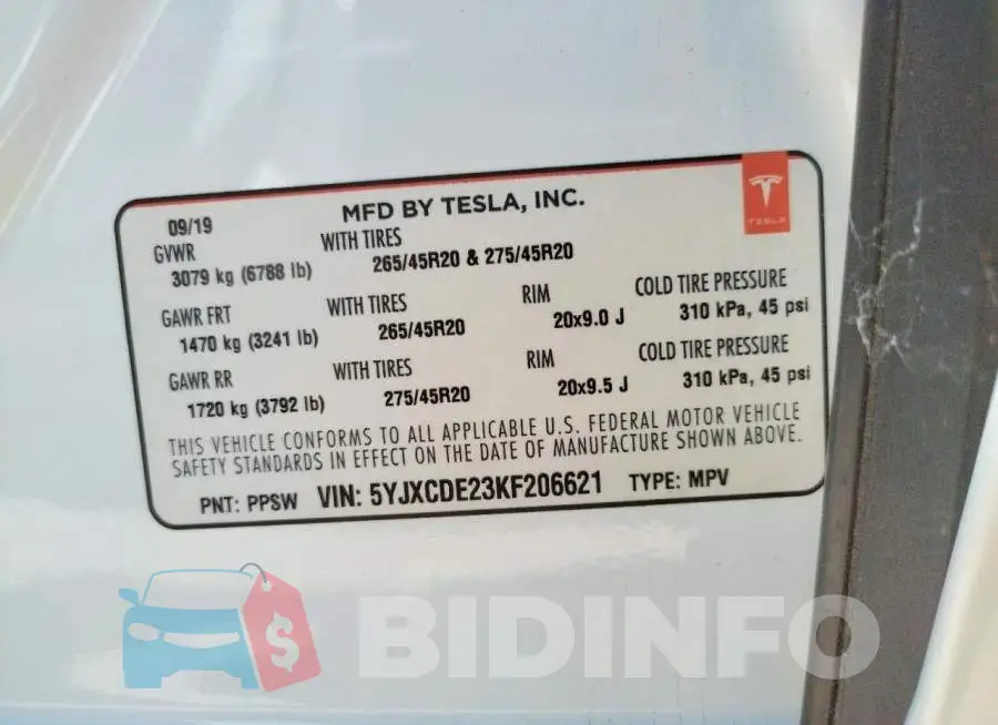 5YJXCDE23KF206621 Photo# 10