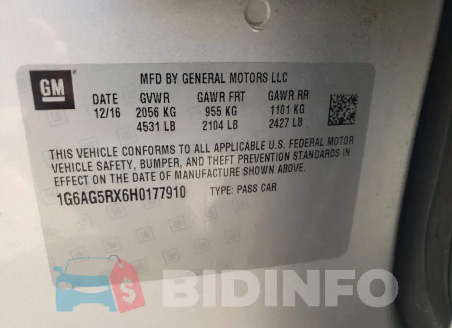 1G6AG5RX6H0177910 Photo# 10