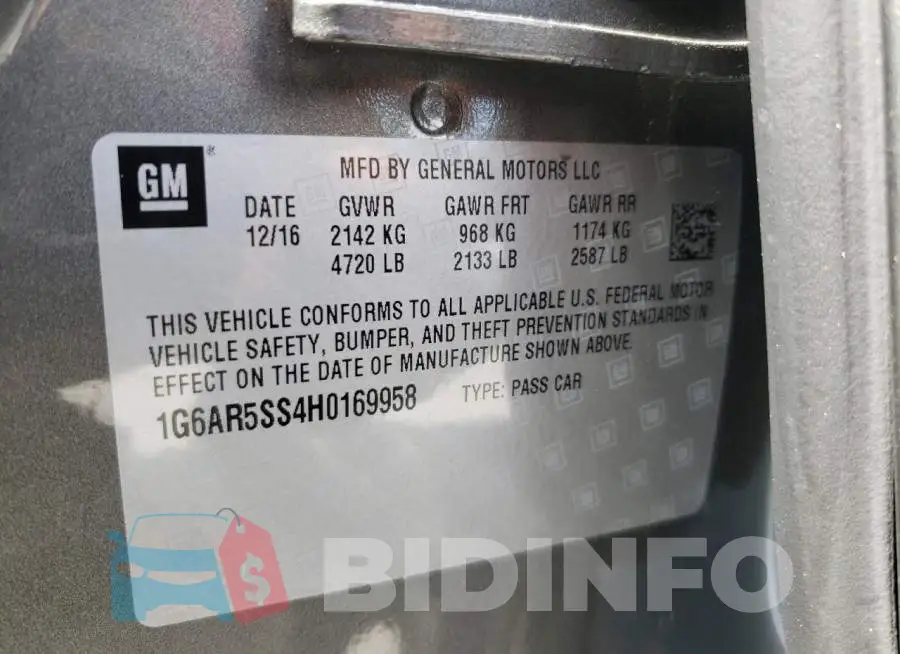 1G6AR5SS4H0169958 Photo# 10