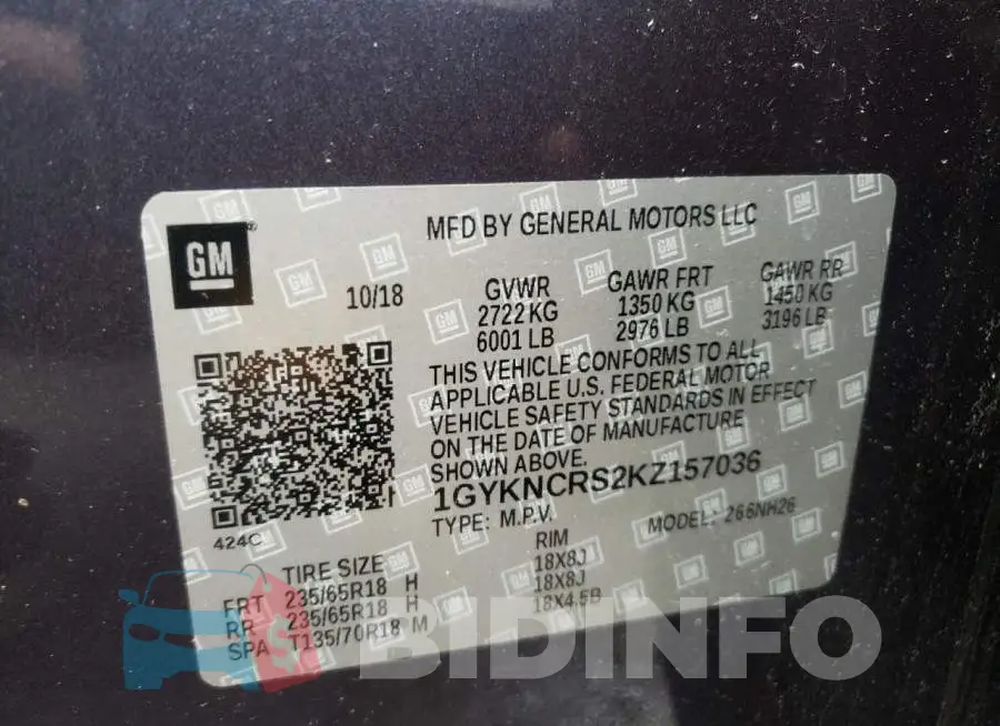 1GYKNCRS2KZ157036 Photo# 10
