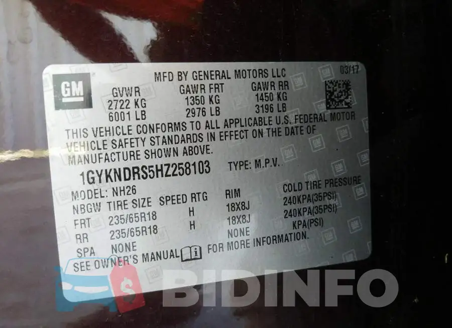 1GYKNDRS5HZ258103 Photo# 10