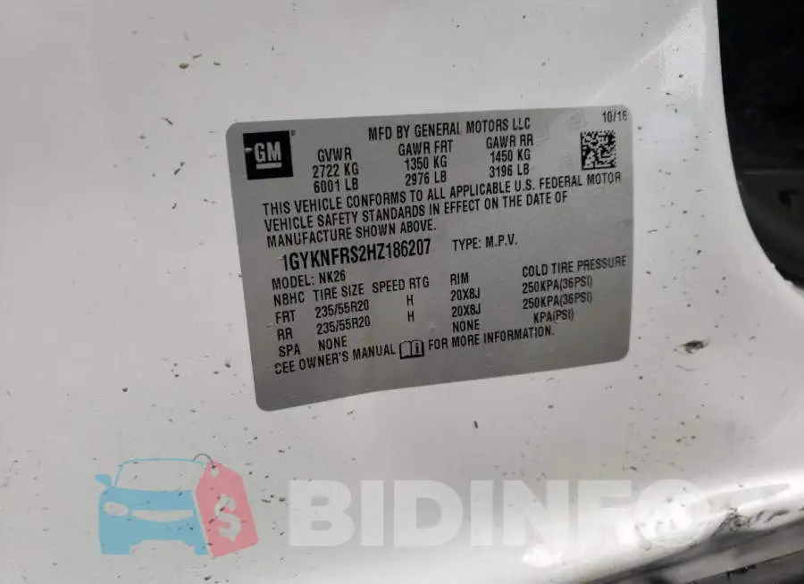 1GYKNFRS2HZ186207 Photo# 10