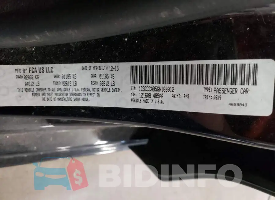 1C3CCCAB5GN160012 Photo# 10