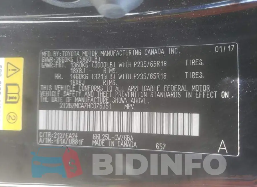 2T2BZMCA7HC075351 Photo# 10