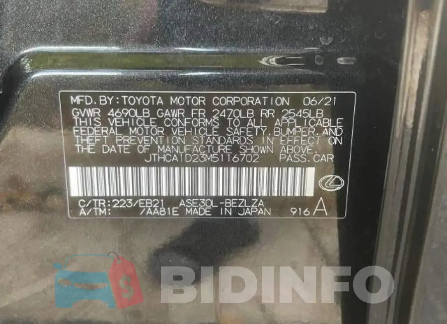 JTHCA1D23M5116702 Photo# 10