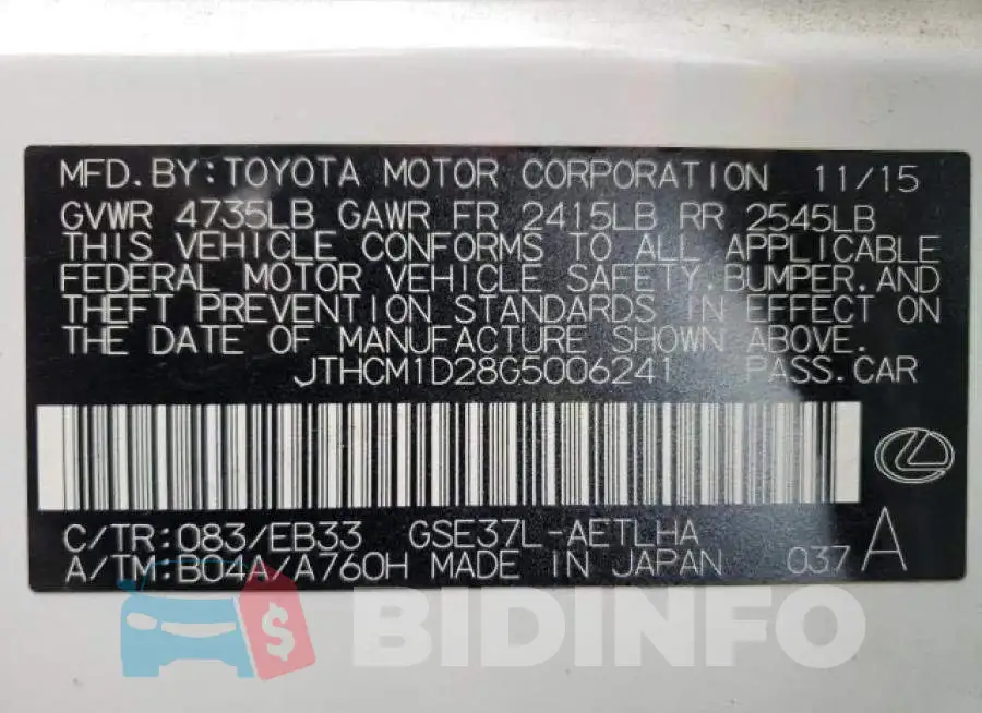 JTHCM1D28G5006241 Photo# 10