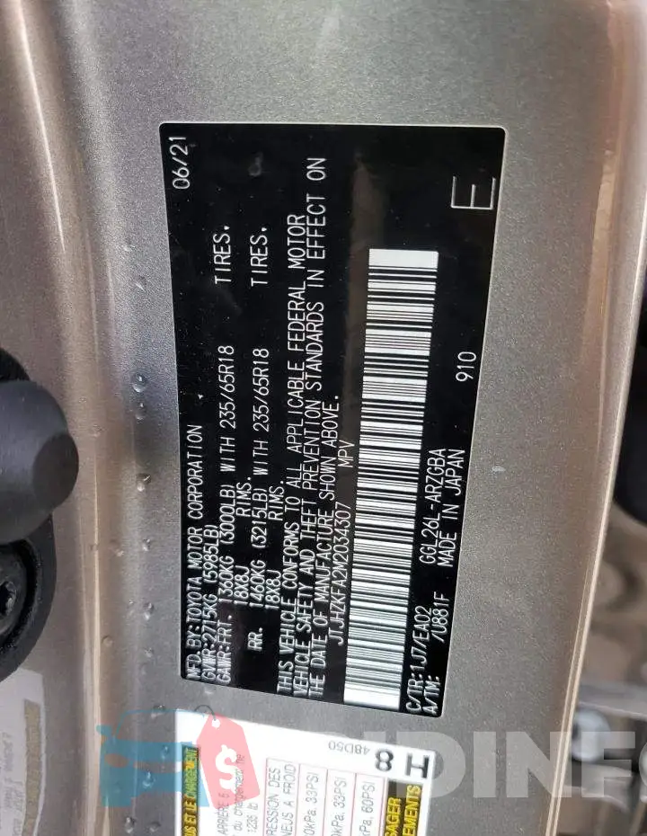 JTJHZKFA2M2034307 Photo# 10
