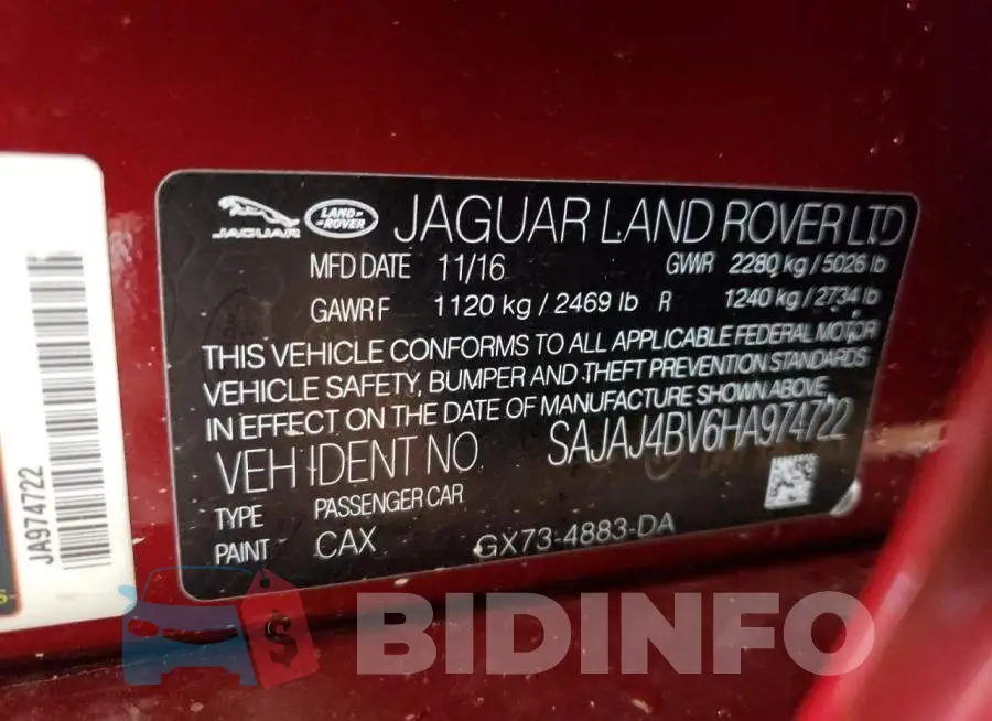 SAJAJ4BV6HA974722 Photo# 10