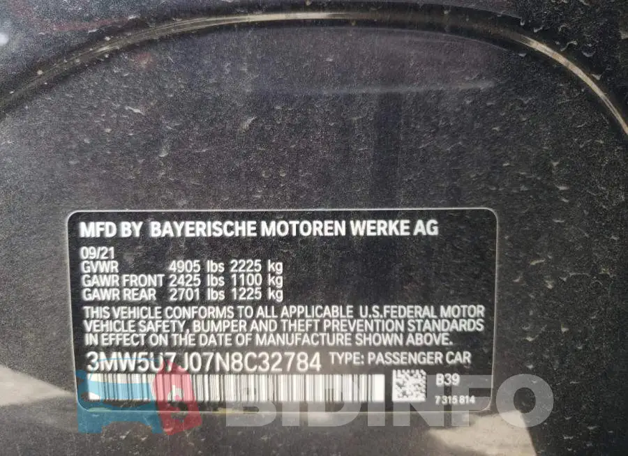 3MW5U7J07N8C32784 Photo# 10