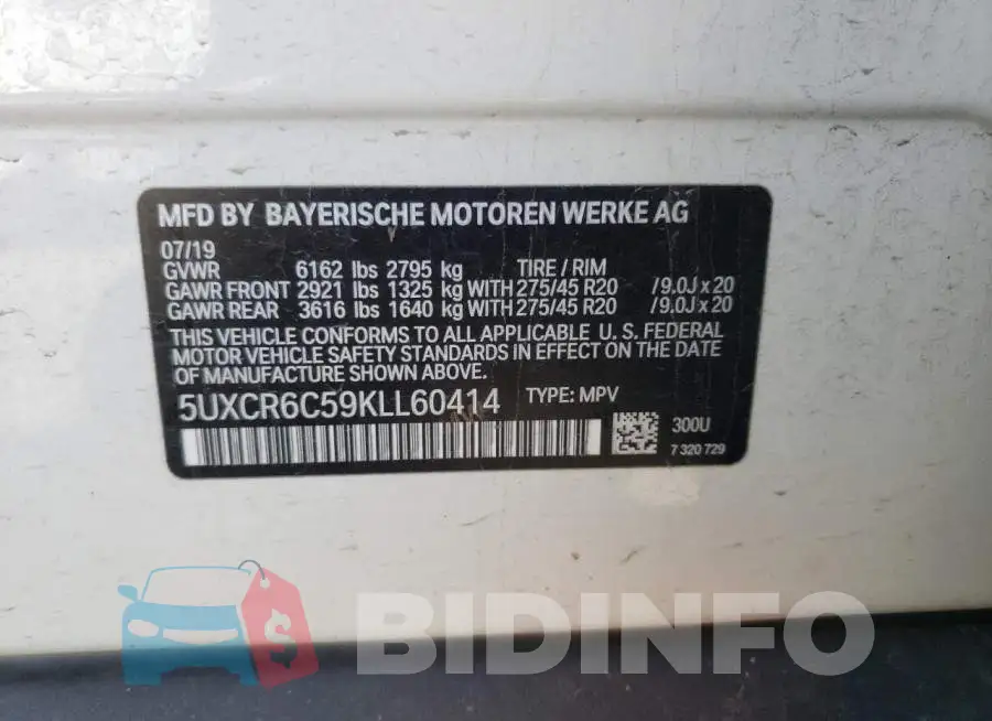 5UXCR6C59KLL60414 Photo# 10