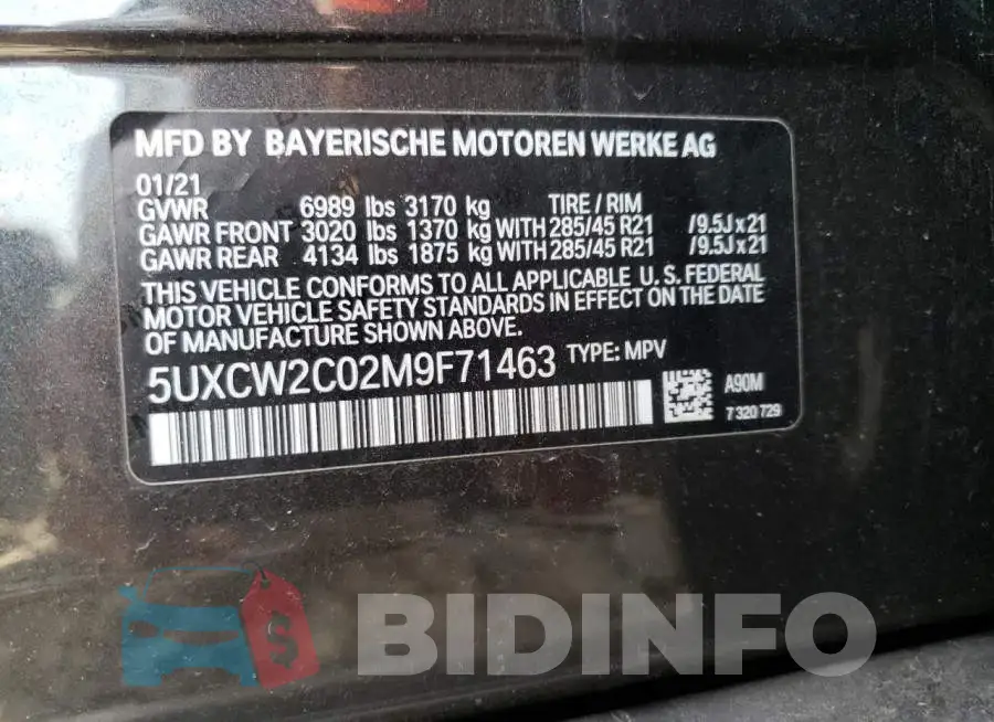 5UXCW2C02M9F71463 Photo# 10