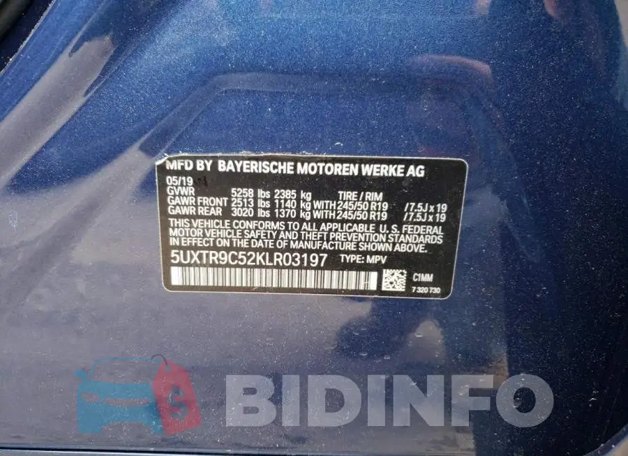 5UXTR9C52KLR03197 Photo# 10