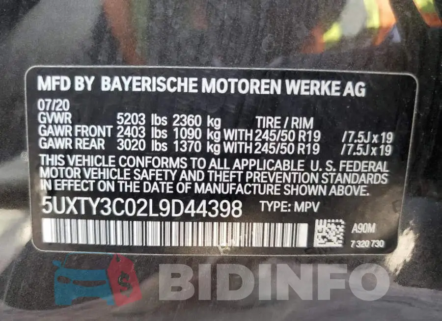 5UXTY3C02L9D44398 Photo# 10