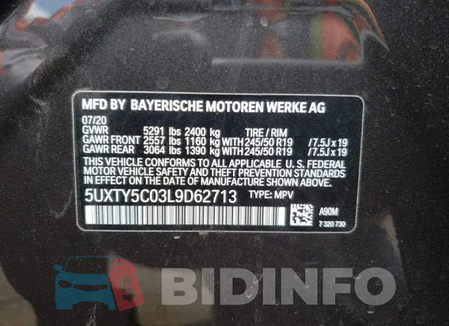 5UXTY5C03L9D62713 Photo# 10