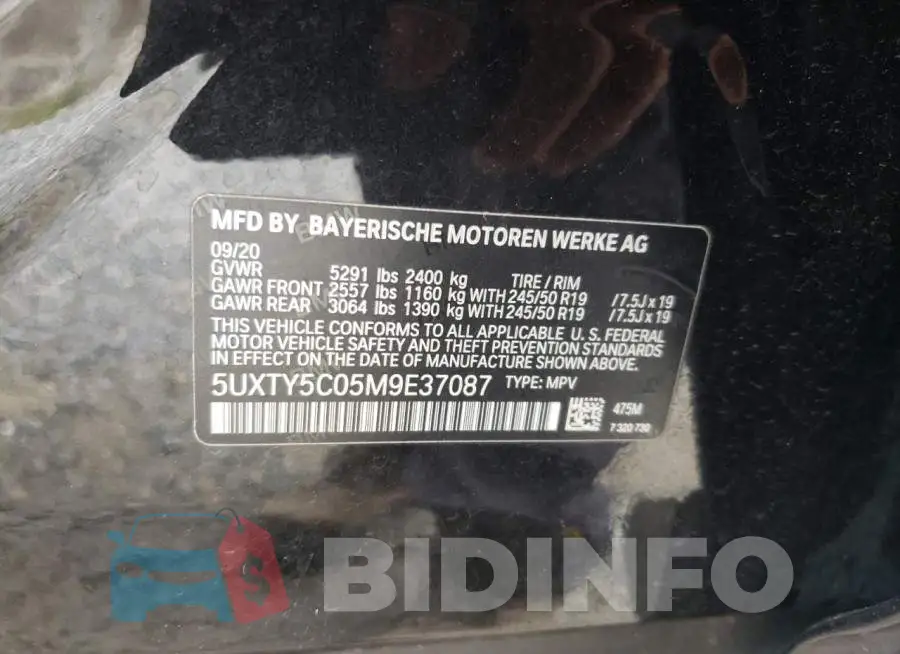 5UXTY5C05M9E37087 Photo# 10