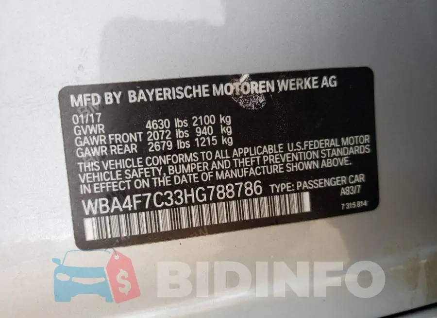 WBA4F7C33HG788786 Photo# 10