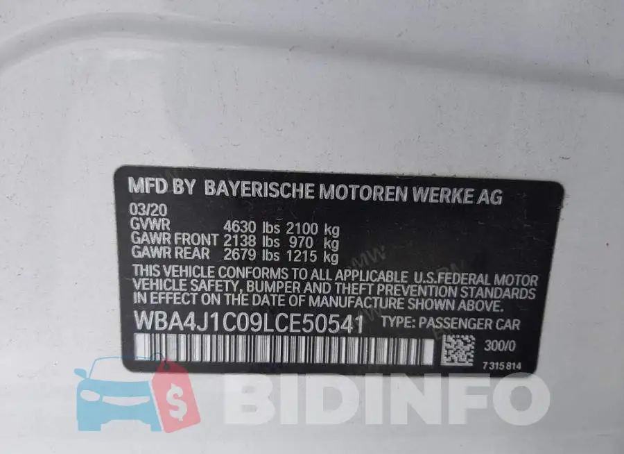 WBA4J1C09LCE50541 Photo# 10