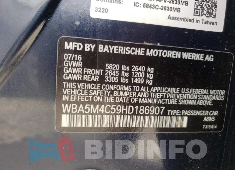 WBA5M4C59HD186907 Photo# 10