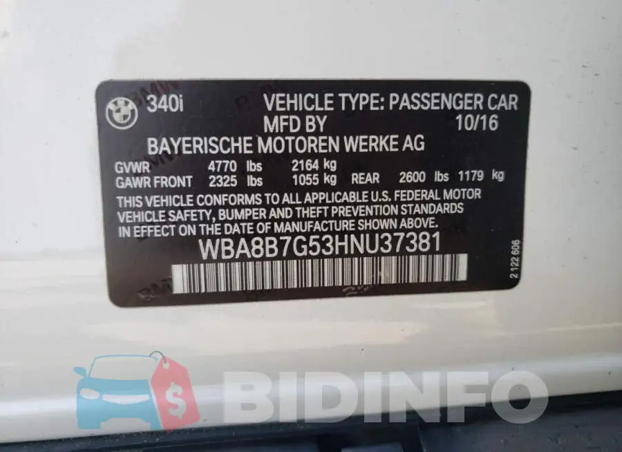 WBA8B7G53HNU37381 Photo# 10