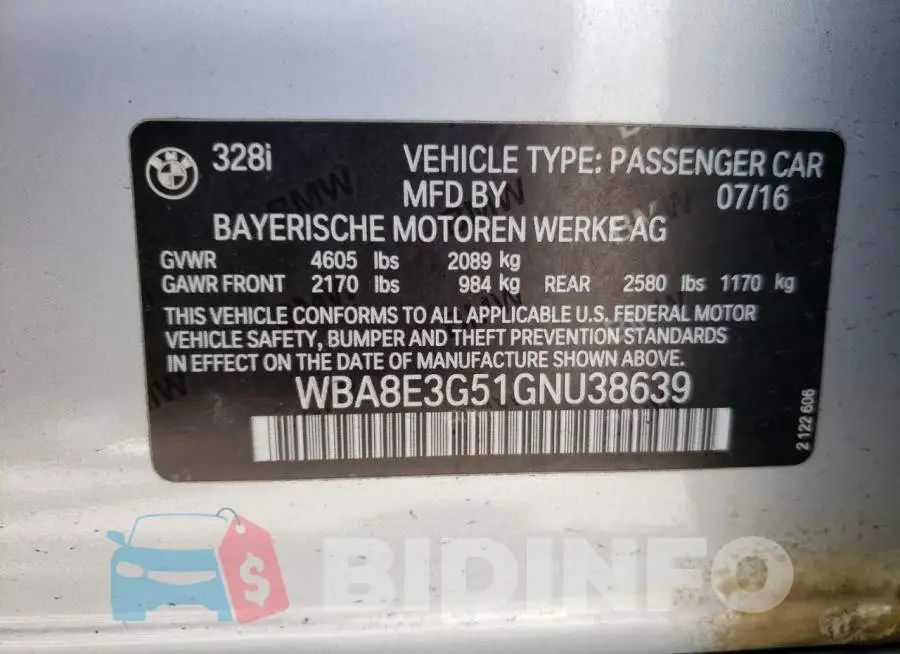 WBA8E3G51GNU38639 Photo# 10