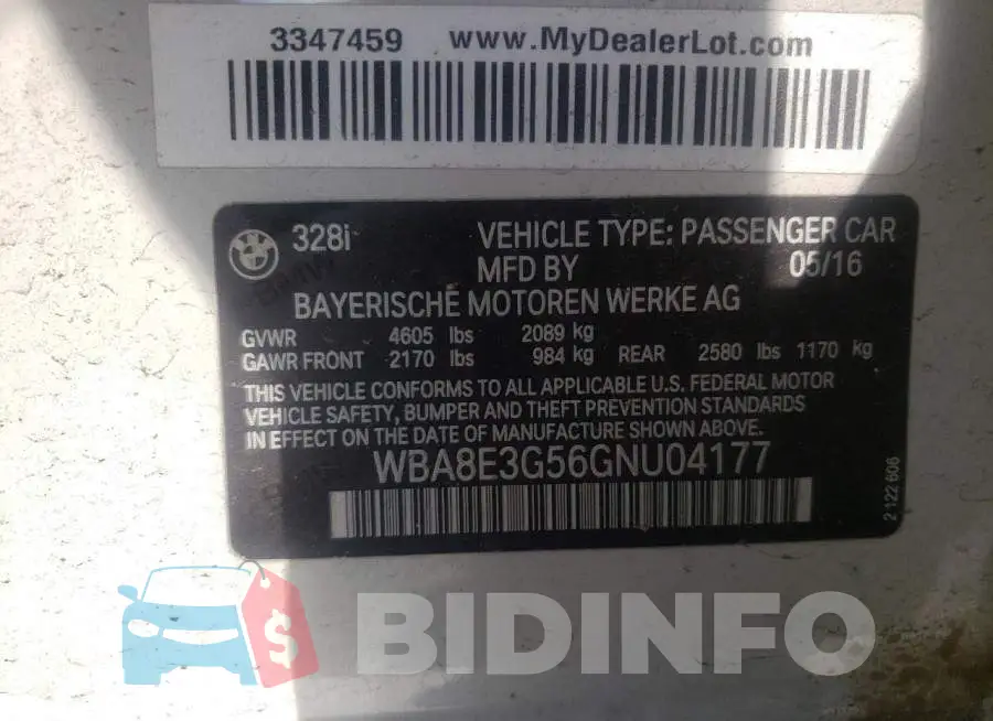 WBA8E3G56GNU04177 Photo# 10