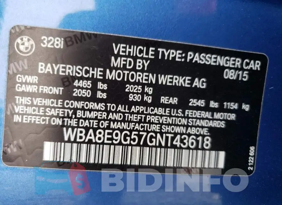 WBA8E9G57GNT43618 Photo# 10