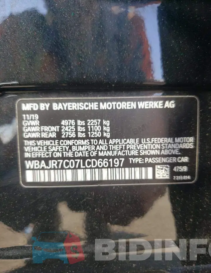 WBAJR7C07LCD66197 Photo# 10