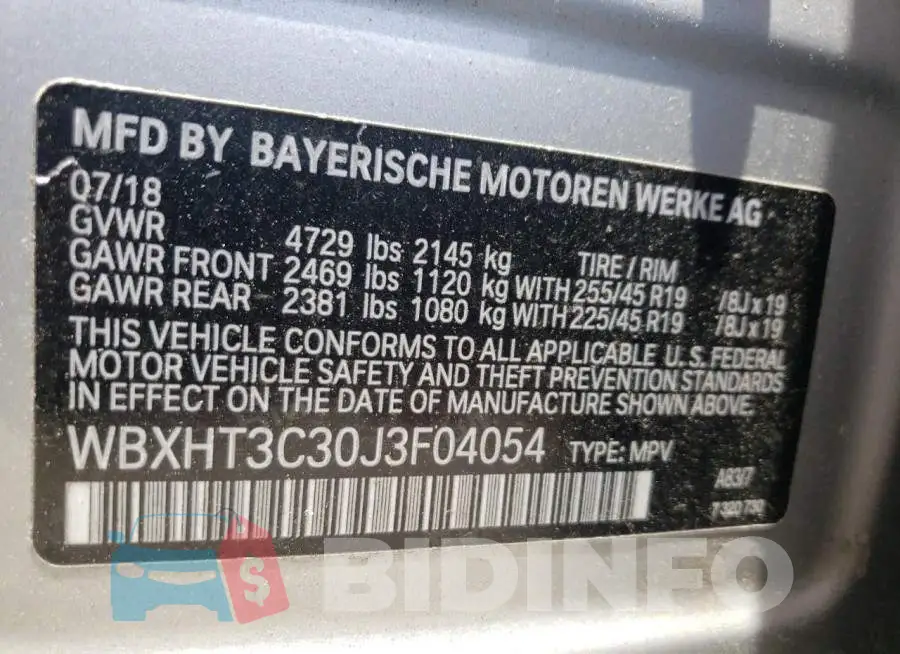 WBXHT3C30J3F04054 Photo# 10