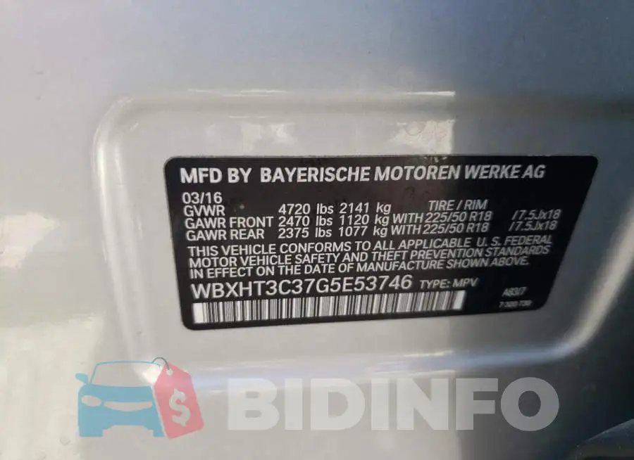 WBXHT3C37G5E53746 Photo# 10