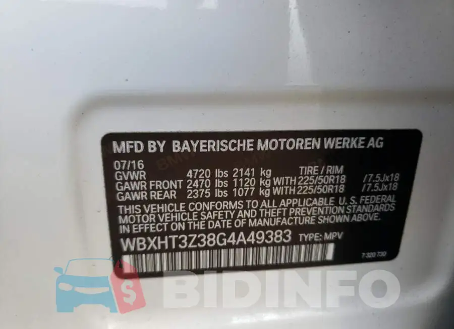 WBXHT3Z38G4A49383 Photo# 10