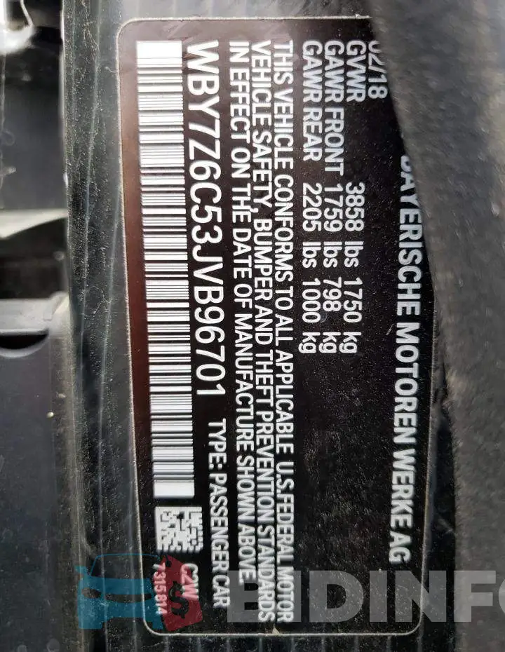 WBY7Z6C53JVB96701 Photo# 10